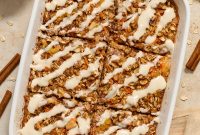 Carrot Cake Baked Oatmeal Recipe with Cinnamon and Walnuts