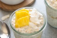 Piña Colada Overnight Oats Recipe with Pineapple and Coconut