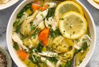 Slow Cooker Lemon Chicken and Artichoke Soup Recipe