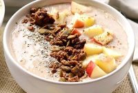 Creamy Apple Smoothie Bowl with Cinnamon Granola Topping
