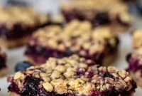 Chewy Blueberry Crumble Bars with Golden Oat Topping