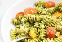 Cheesy Baked Pesto Pasta Casserole with Crispy Breadcrumbs