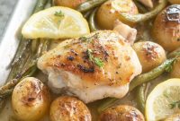 Sheet Pan Chicken Thighs with Roasted Potatoes and Green Beans