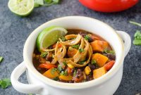 Vegetarian Tortilla Soup Recipe with Avocado and Lime