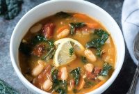 White Bean and Kale Soup Recipe with Garlic and Lemon