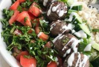 Lebanese Beef Kafta Meatballs with Garlic-Yogurt Sauce