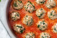Baked Turkey Meatballs with Spinach and Feta