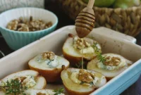 Baked Pears with Gorgonzola, Honey, and Walnuts