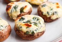 Garlic Spinach-Stuffed Mushrooms with Creamy Dip Filling