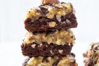 Fudgy German Chocolate Brownies with Coconut Pecan Frosting