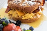 Savory French Toast Breakfast Sandwiches with Maple-Glazed Bacon