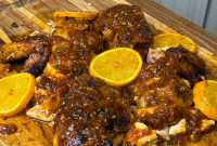 Orange Harissa Roasted Chicken with Crispy Skin and Citrus Glaze
