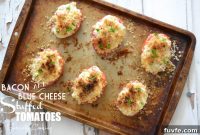 Bacon and Blue Cheese Stuffed Tomatoes with Garlic Butter Breadcrumbs