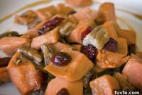 Roasted Maple Cranberry Sweet Potatoes Recipe for Fall Side Dish