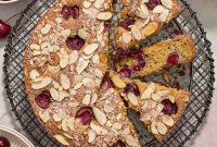 Moist Cherry Almond Cake Recipe with Almond Glaze