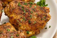 Crispy Air Fryer Chicken Thighs with Garlic and Herbs