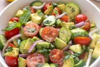 Cucumber, Tomato and Avocado Salad Recipe with Lemon Vinaigrette