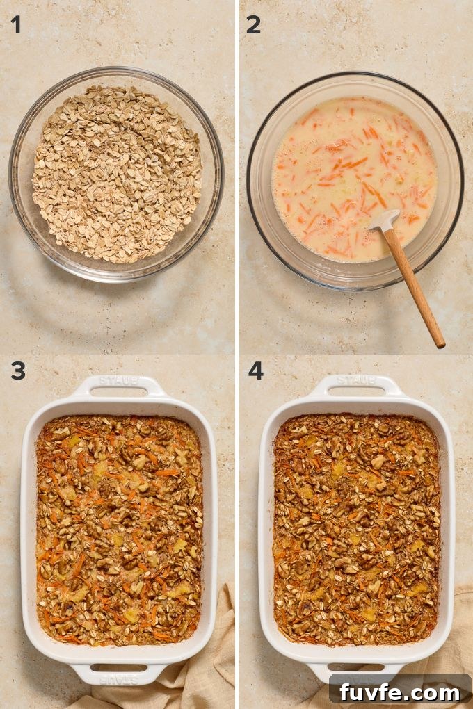 Carrot Cake Baked Oatmeal with Cream Cheese Glaze 5 How to make carrot cake baked oats.