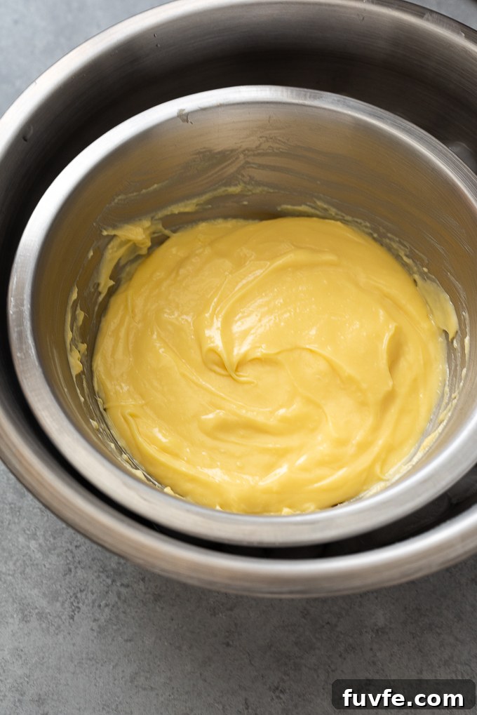 Chilled pastry cream filling for fruit tart cupcakes.