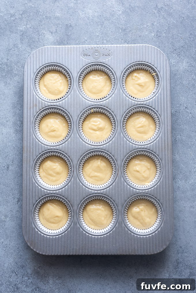 Vanilla cupcakes before baking.