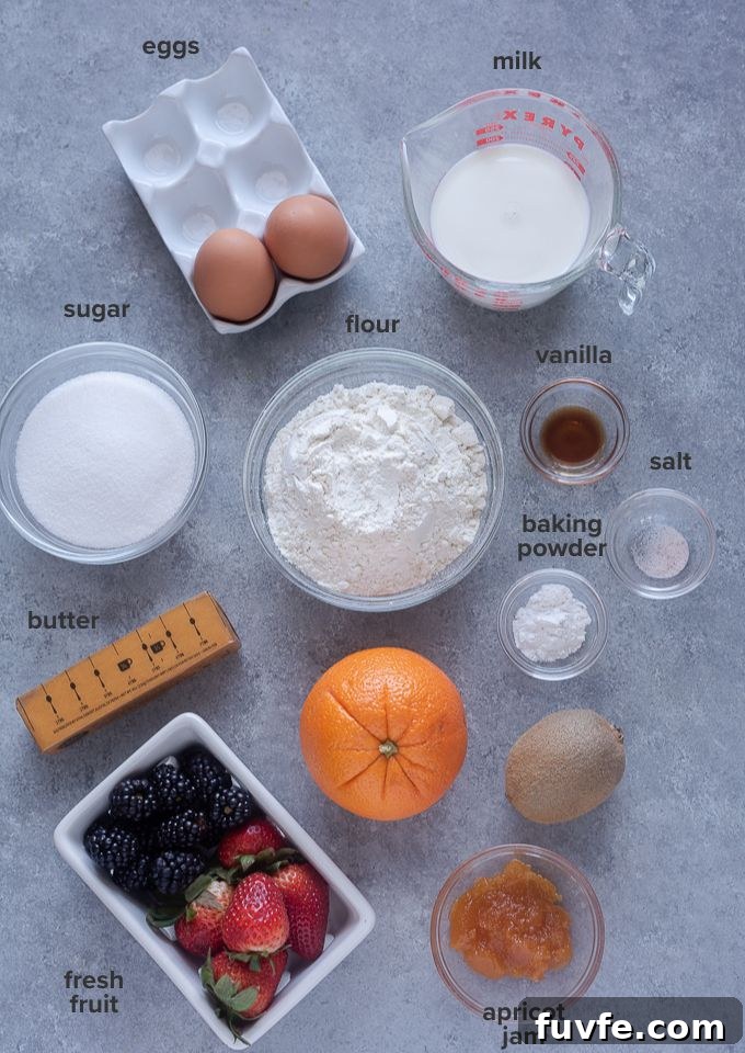 Fruit cupcakes recipe ingredients.