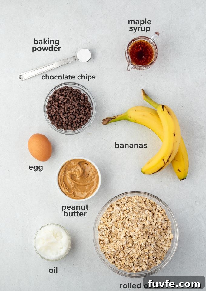banana peanut butter oatmeal bars recipe ingredients