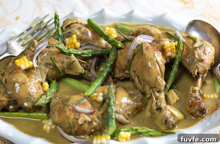 Tender chicken falling off the bone