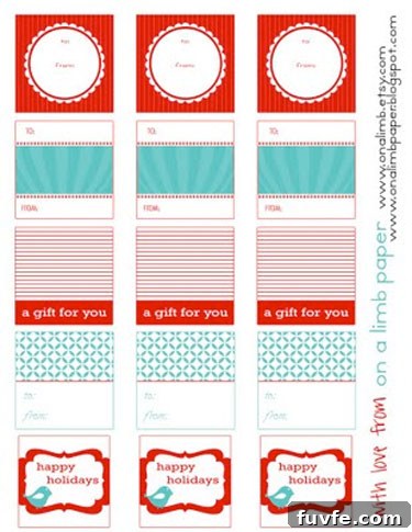 Free gift labels that could be stickers or tags.