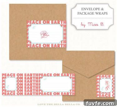 Free printable "Peace on Earth" wrap around labels for gift card envelope