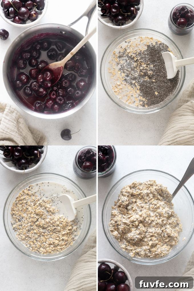 How to make cherry pie overnight oats.