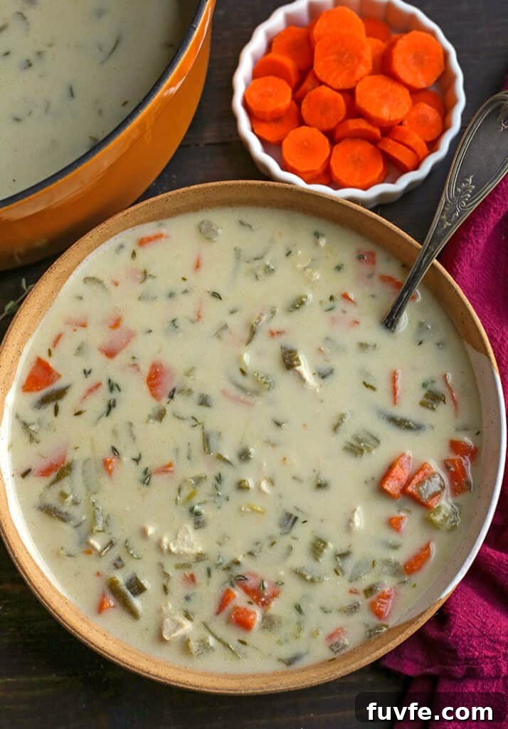 bowl of paleo whole30 creamy chicken soup