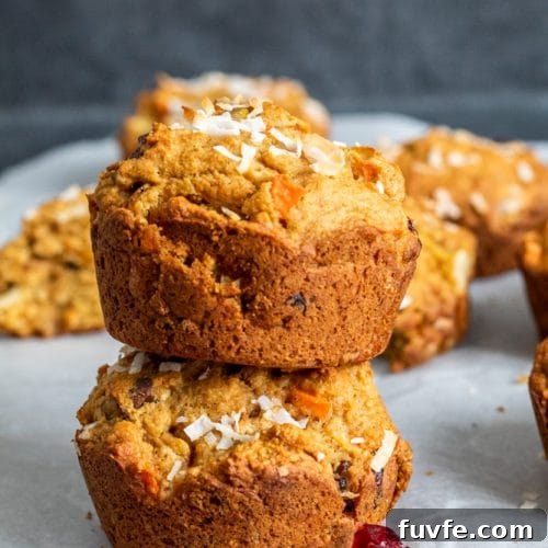 Morning Glory Muffins on counter.
