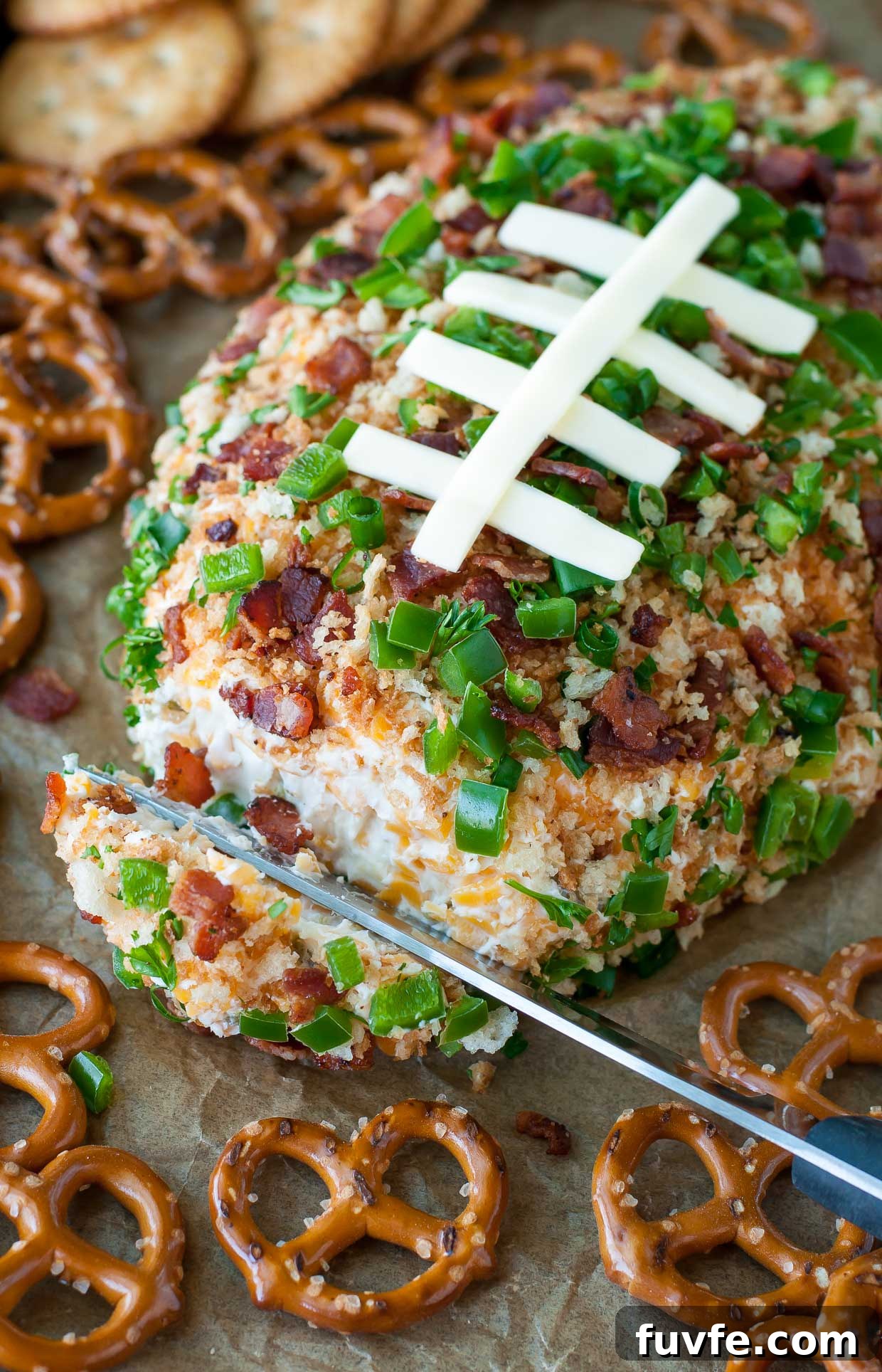 Jalapeno popper football cheese ball