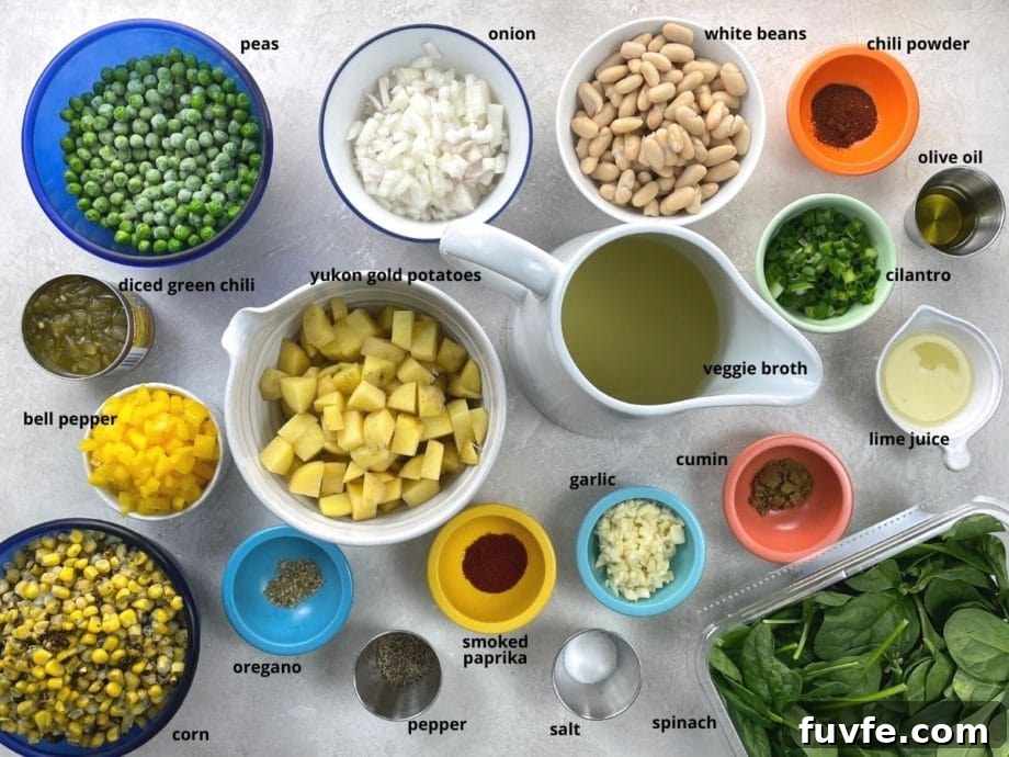 Hearty White Bean Stew with Potatoes and Sweet Corn 3 ingredients in bowls