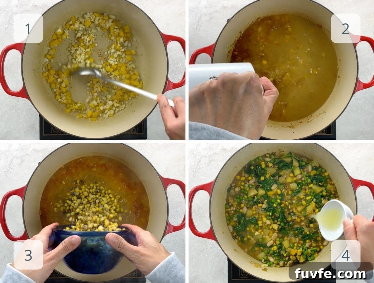 Hearty White Bean Stew with Potatoes and Sweet Corn 4 step by step