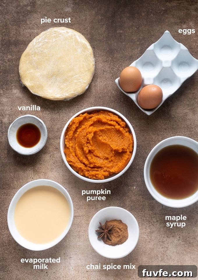 Chai-Spiced Pumpkin Pie Recipe with Gingersnap Crust 4 Maple pumpkin pie ingredients.