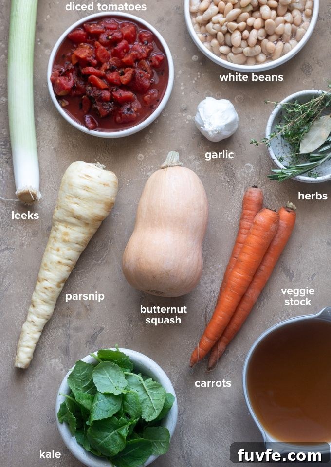 Comforting Autumn Vegetable Soup with Roasted Roots 3 Autumn vegetable soup recipe ingredients.