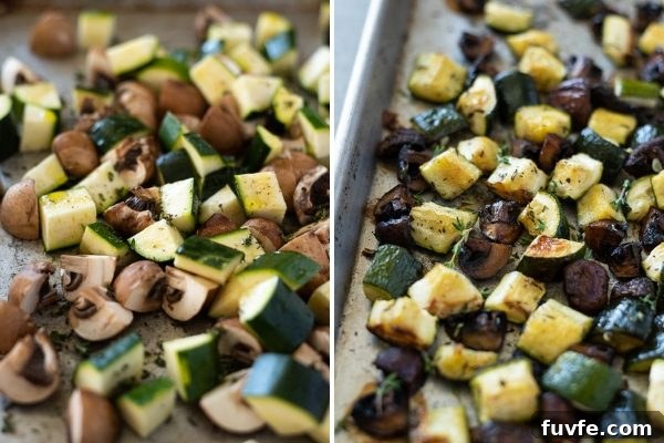 Garlic-Roasted Zucchini and Mushrooms Recipe 5 Roasted zucchini and mushrooms process collage