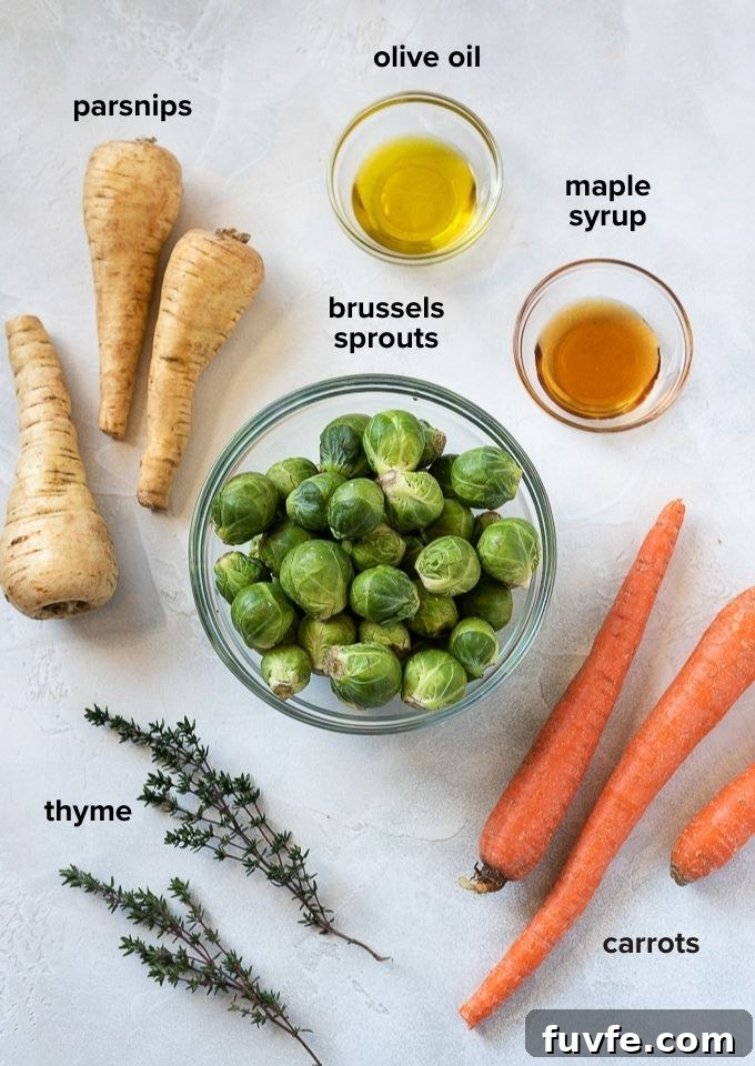 Roasted brussels sprouts and carrots ingredients