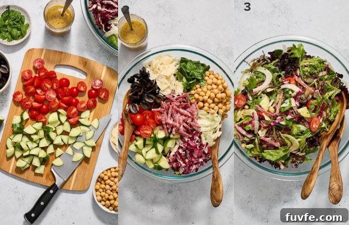 Classic Italian Chopped Salad Recipe with Zesty Vinaigrette 4 How to make chopped Italian salad.
