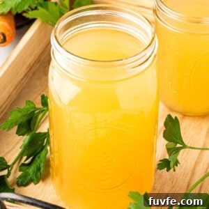Homemade chicken stock in jars