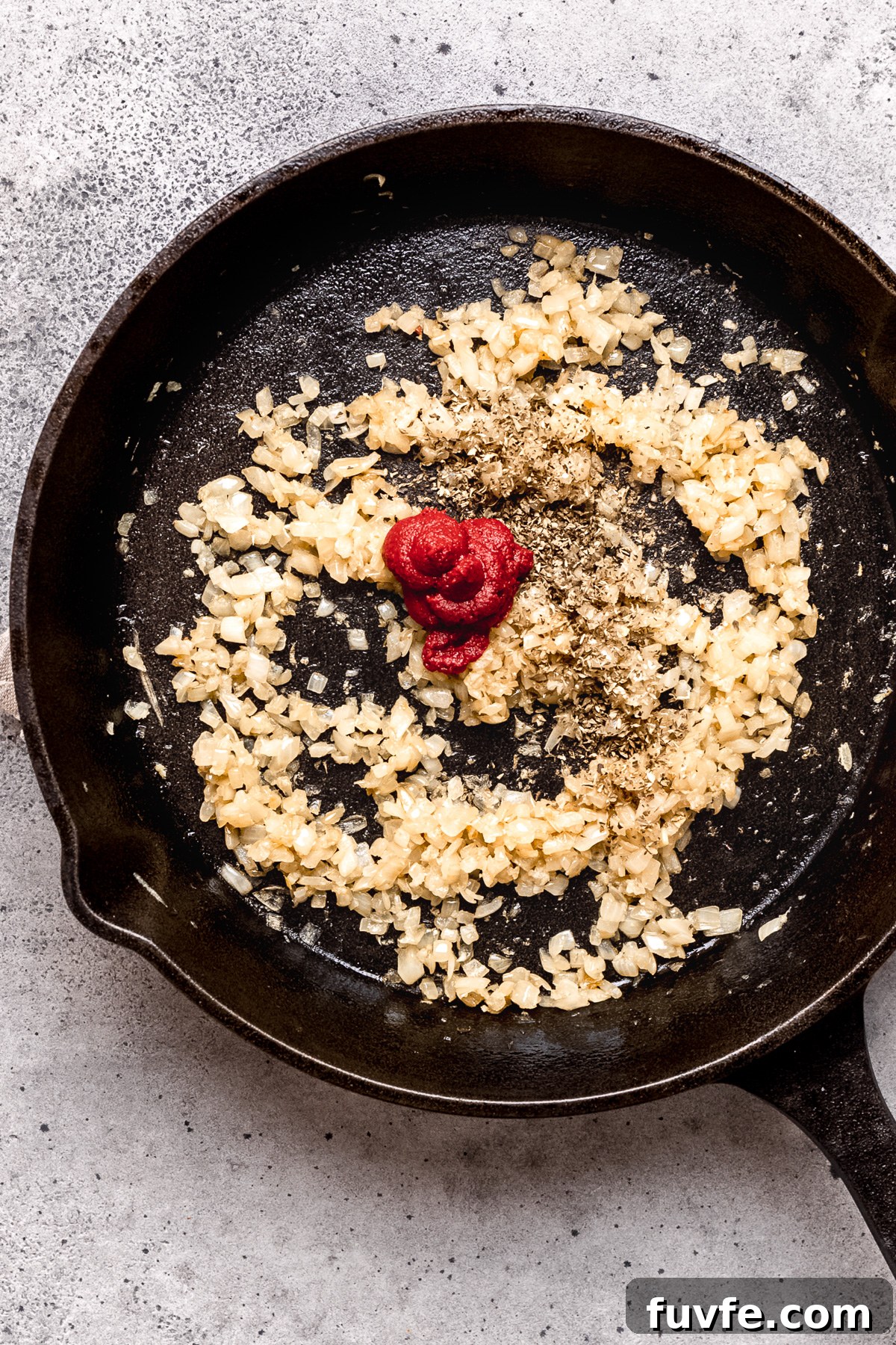 Sauteed onions with oregano and garlic.