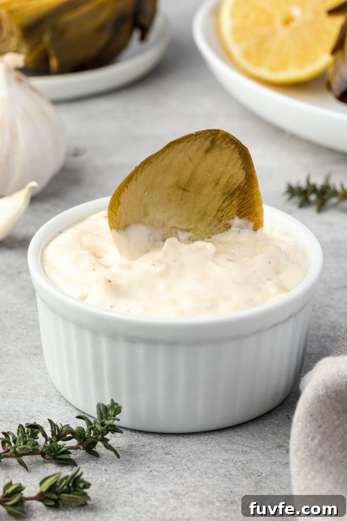 roasted artichoke petal dipped in aioli