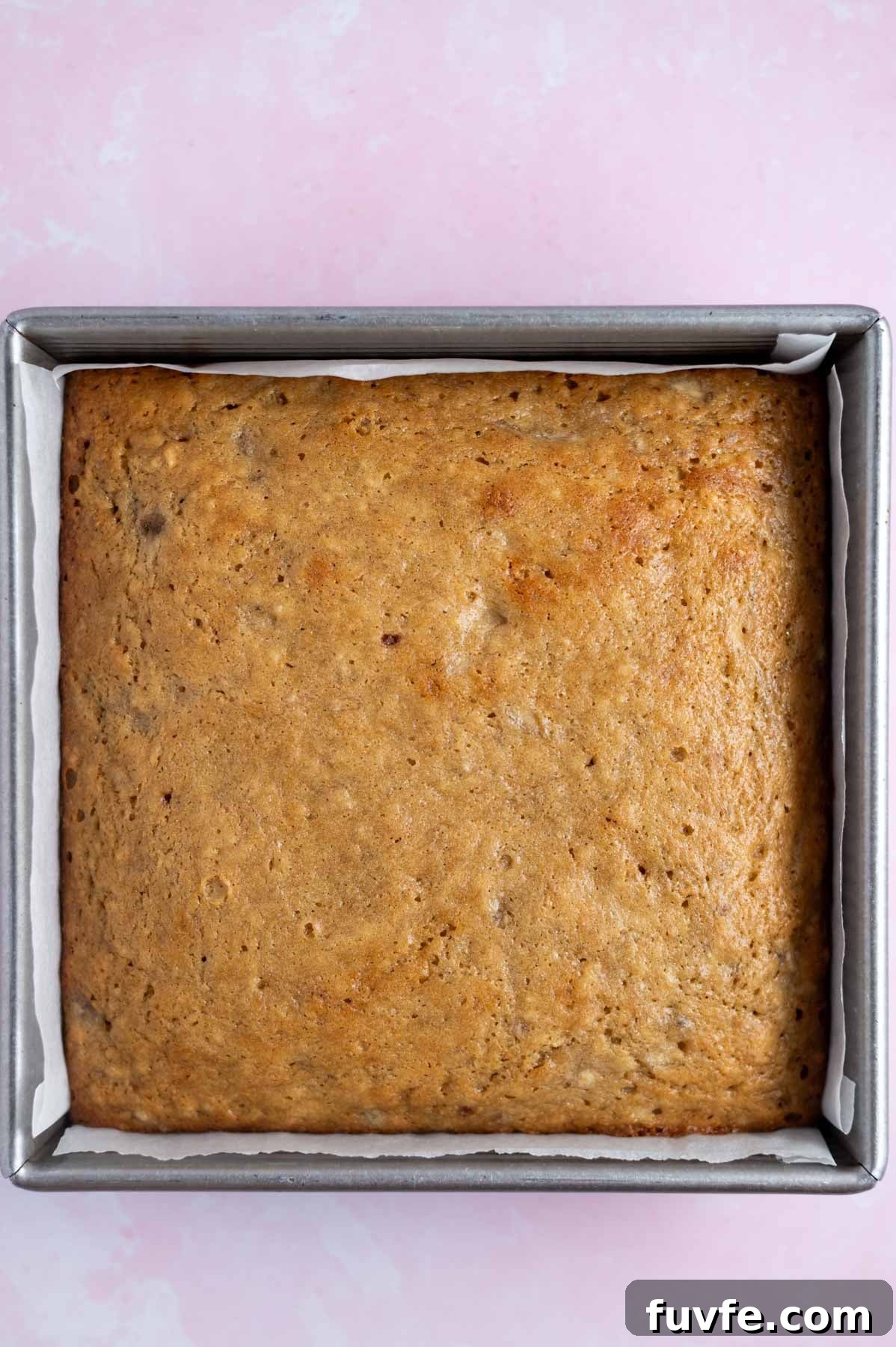 Decadent Banoffee Cake Recipe with Caramelized Banana Layers 11 baked banoffee cake in a baking pan