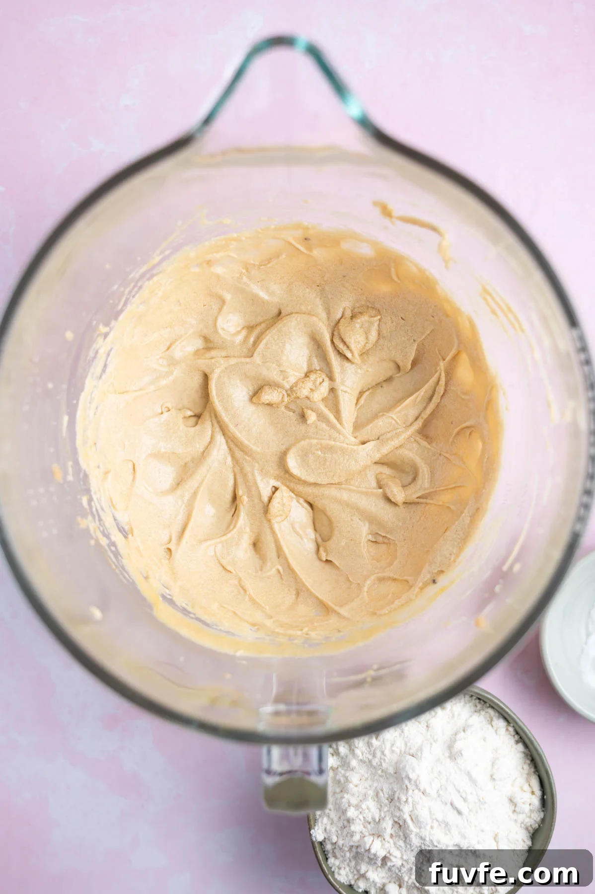 Decadent Banoffee Cake Recipe with Caramelized Banana Layers 8 banoffee cake batter after eggs and vanilla have been added