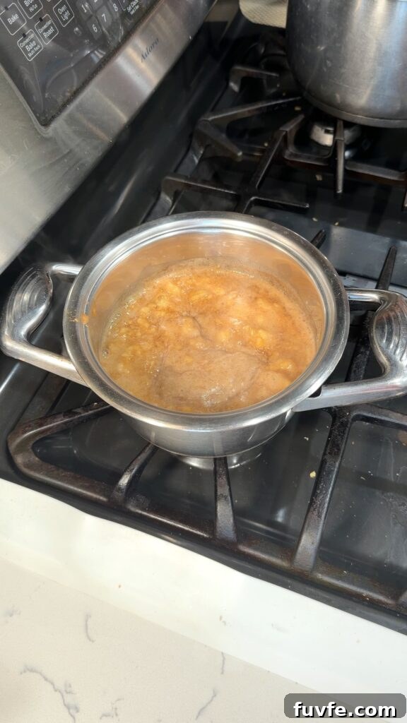 Banana Bread Latte Syrup Recipe — Homemade Coffee Flavoring 8 bringing the solution to a simmer