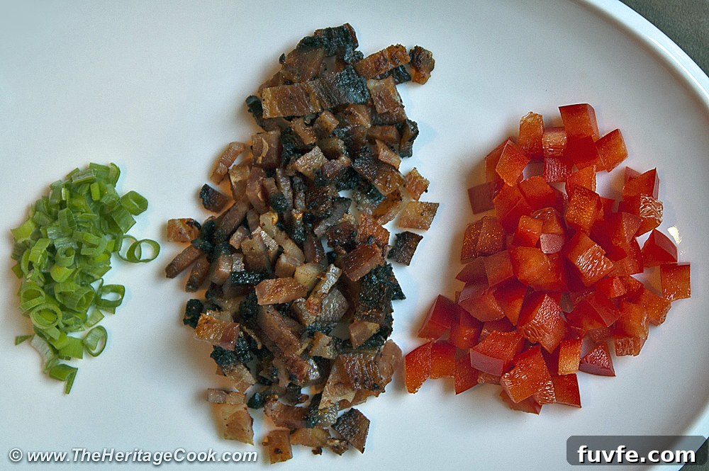 Garnishes for Wedge Salad – Scallions, Bacon and Tomato