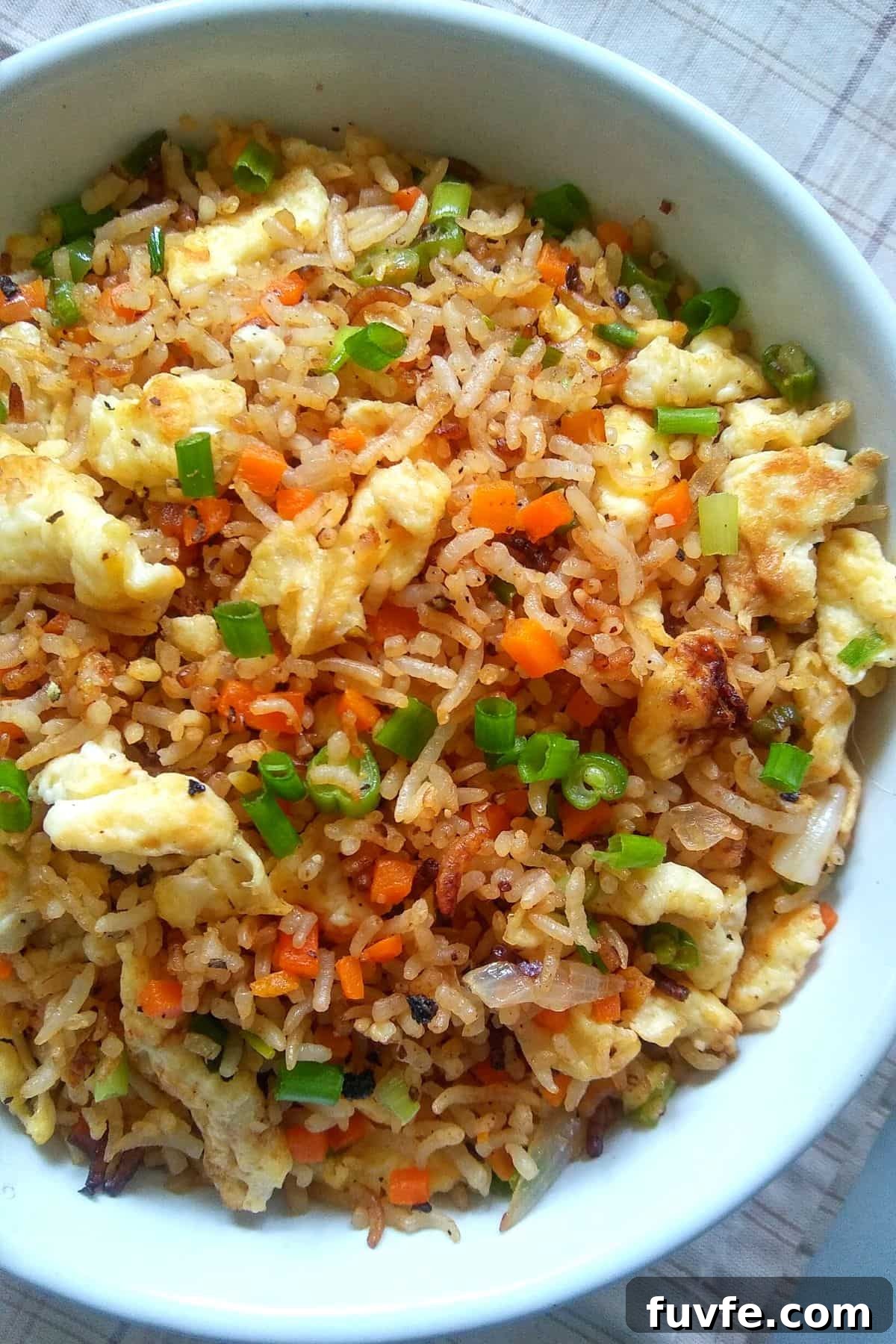 Image showing egg fried rice served in a white bowl