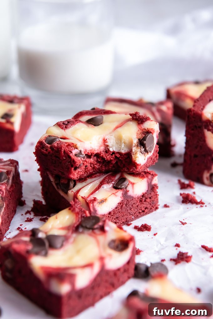 Red velvet brownie with bite taken out of it