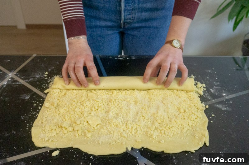 Armenian Gata (Nazook) Recipe: Traditional Sweet Pastry Guide 8 Rolling your dough into a tight log